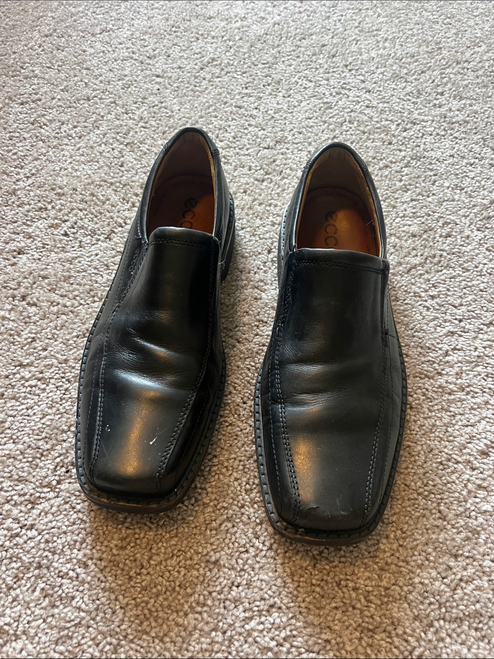 Ecco Black Leather Slip-On Loafers mens size 13